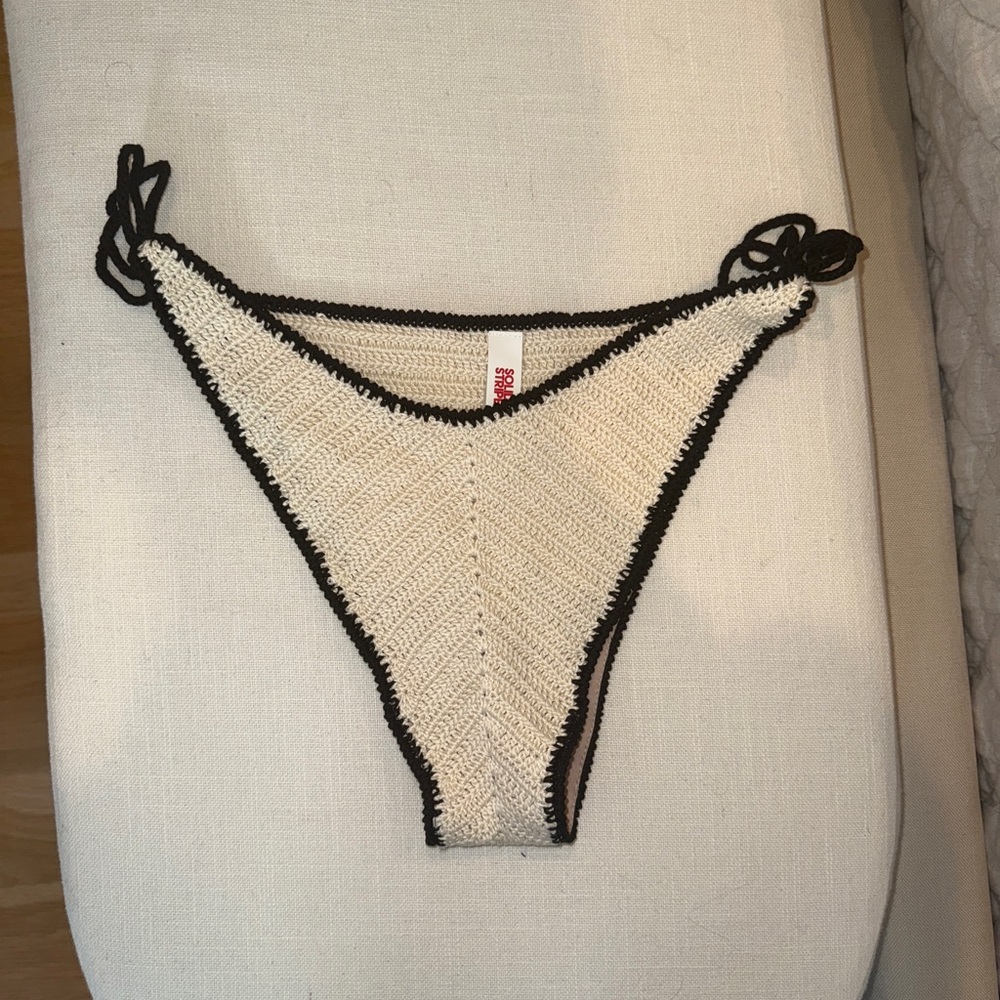 Crochet Bikini Bottom with Black Trim Solid and Striped